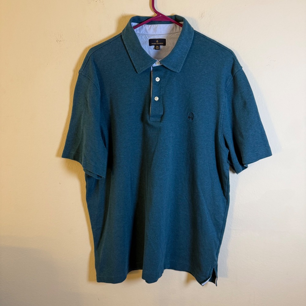 Brooks Brothers Mens XXL Teal‎ Blue Cotton Short Sleeve Golden Fleece Polo Shirt